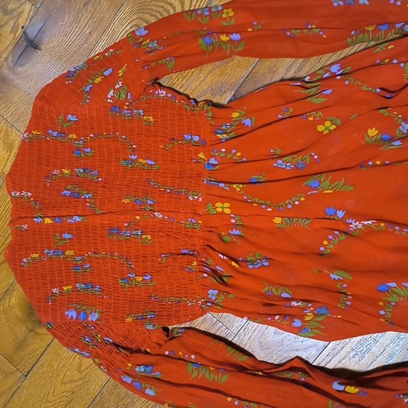 🍅Vintage 70s Red Floral Prairie Dress - Picture 7 of 16